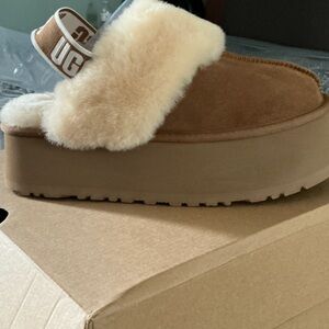 UGG Women's Brown and Cream Platform Mules